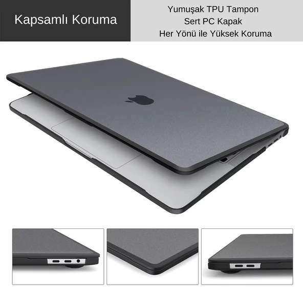 MacBook Pro 13 Outdoor Shockproof Hibrit Hard Case TPU Bumper Anti Fingerprint Kılıf A2338 A2251 A2289 - Resim 5