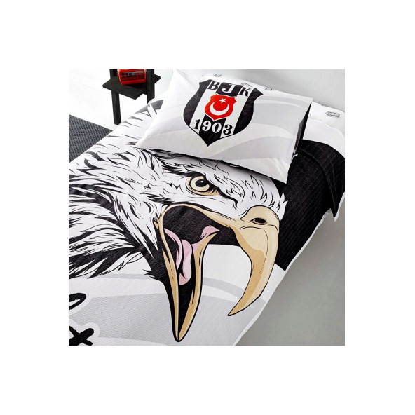 TAÇ Lisanslı Pamuk Beşiktaş Yıldırım Pike Takımı Tek Kişilik - 2