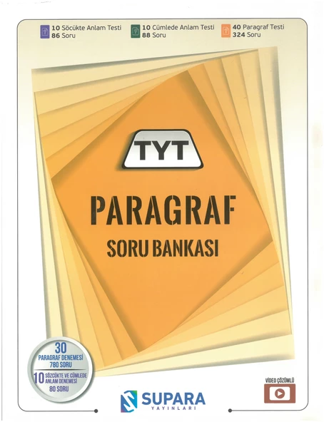 Supara Yayınları TYT Paragraf Soru Bankası Yeni Bol Denemeli