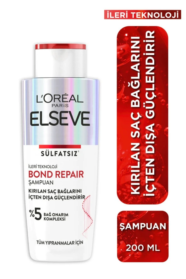 ELSEVE Bond Repair Tüm Yıpranmalar Için Saç Bağlarını Güçlendirici Şampuan 200ml