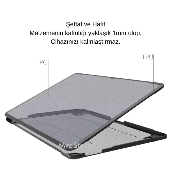 Macbook Air Kılıf 13.6 inç M2-M3-M4 TPU Outdoor (13.6” Air) A2681 A3113 A3240 ile Uyumlu - 5