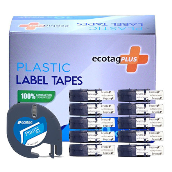 Dymo Letratag Etiket Yazcı ve 10 Adet EcotagPlus Şerit Etiket 12 mm x 4 mt Plastik Mavi - 3