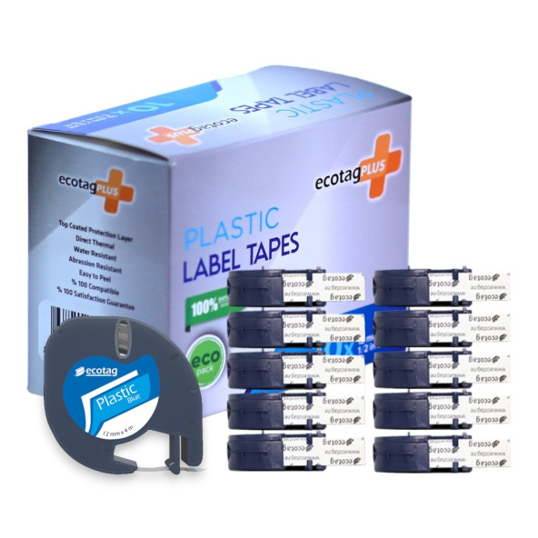 Dymo Letratag Etiket Yazcı ve 10 Adet EcotagPlus Şerit Etiket 12 mm x 4 mt Plastik Mavi - 4