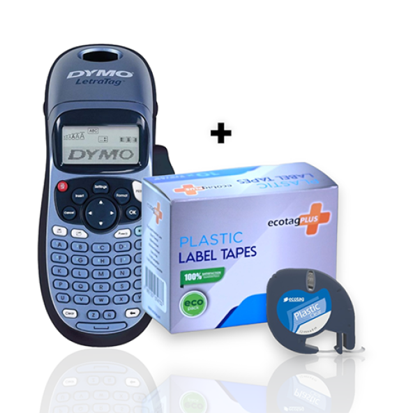 Dymo Letratag Etiket Yazcı ve 10 Adet EcotagPlus Şerit Etiket 12 mm x 4 mt Plastik Seffaf - 2