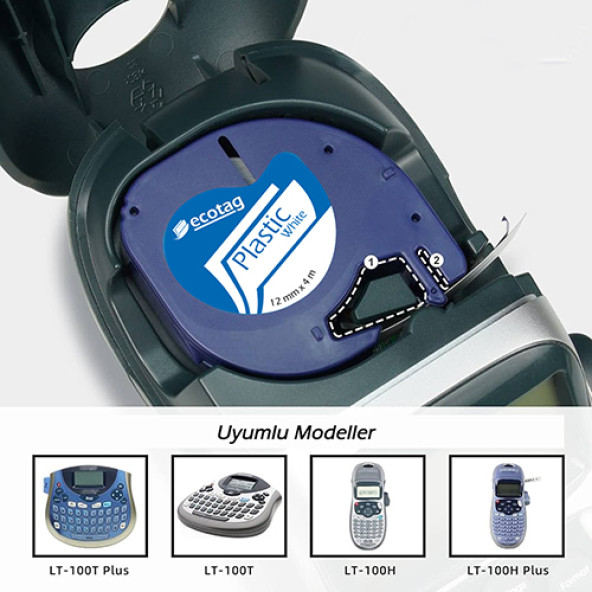 Dymo Letratag Etiket Yazcı ve 10 Adet EcotagPlus Şerit Etiket 12 mm x 4 mt Plastik Kırmızı - 5