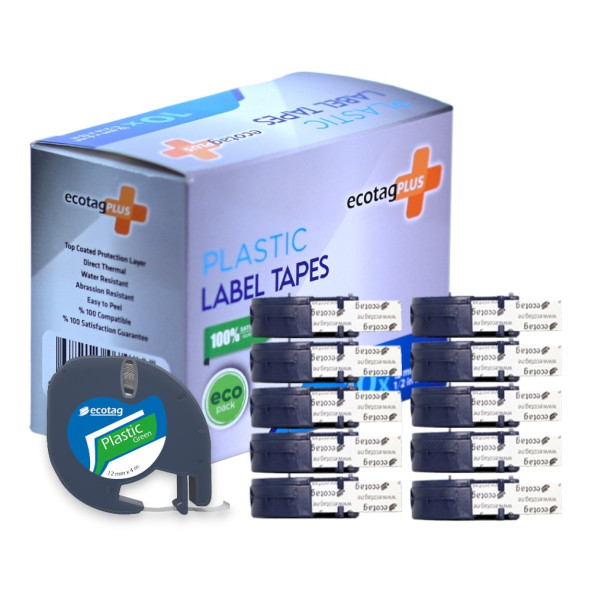 Dymo Letratag Etiket Yazcı ve 10 Adet EcotagPlus Şerit Etiket 12 mm x 4 mt Plastik Yeşil - 4