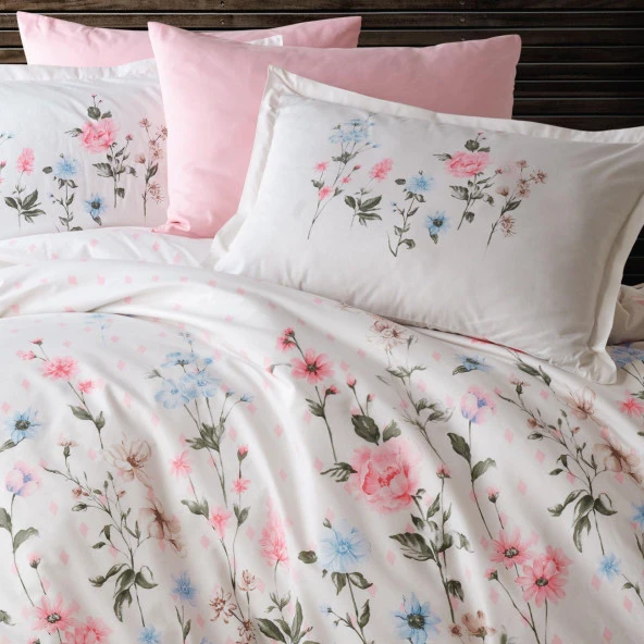 Ranforce 100% Pamuk Tek Kişilik Nevresim Takımı Palitra Pudra V1 - Resim 3