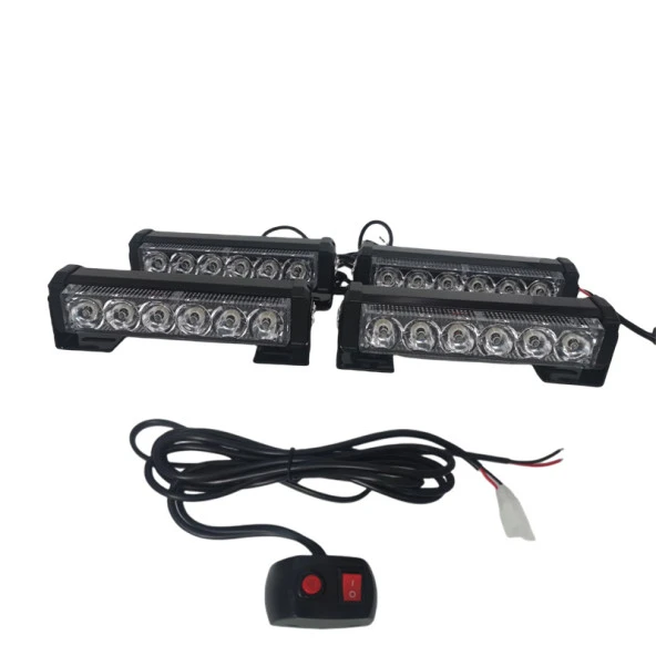 Çakar lamba Power ledli 4'lü kırmızı-kırmızı 12V / LAPA194-2 ürün görseli 1