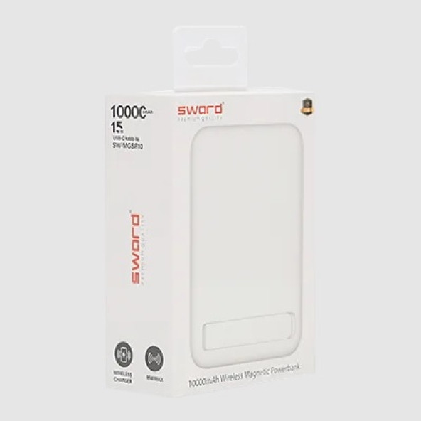 Sword SW-MGSF10 10000mah Kablosuz Manyetik Powerbank Beyaz