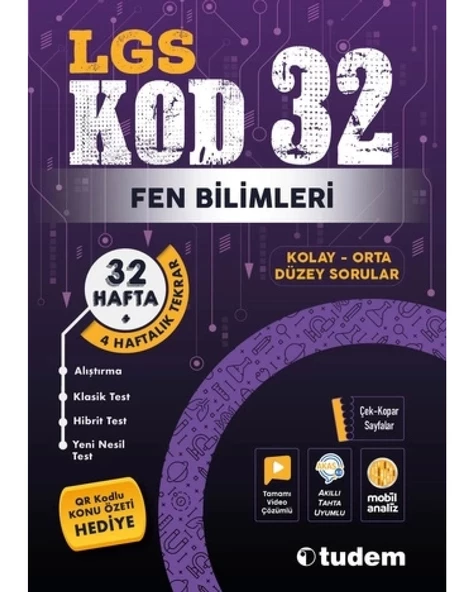 LGS 8. SINIF KOD32 FEN BİLİMLERİ SORU BANKASI VİDEO ÇÖZÜMLÜ