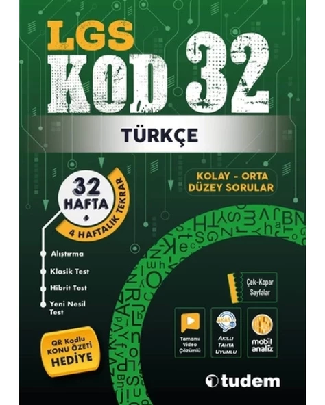 LGS 8. SINIF KOD32 TÜRKÇE SORU BANKASI VİDEO ÇÖZÜMLÜ