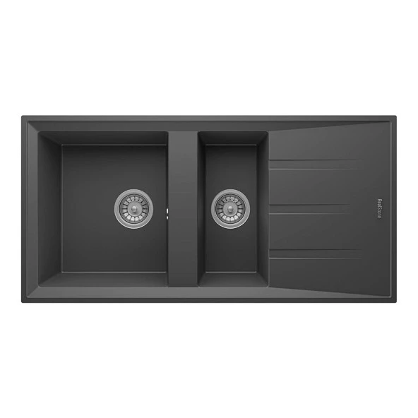 RealStone P013 Salda 100 1,5 Gözlü Granit Mutfak Eviyesi Antrasit 100 x 50 Cm