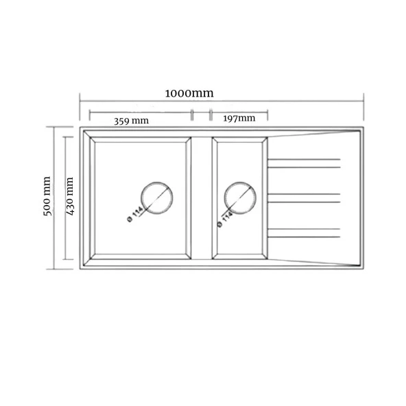 RealStone P013 Salda 100 1,5 Gözlü Granit Mutfak Eviyesi Antrasit 100 x 50 Cm - 2