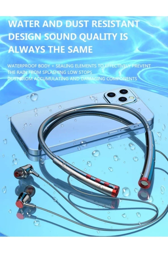 kablosuz kulaklıklar boyun bandı Bluetooth 5.2 kulaklık Mic ile spor kulaklık gürültü azaltma - 4