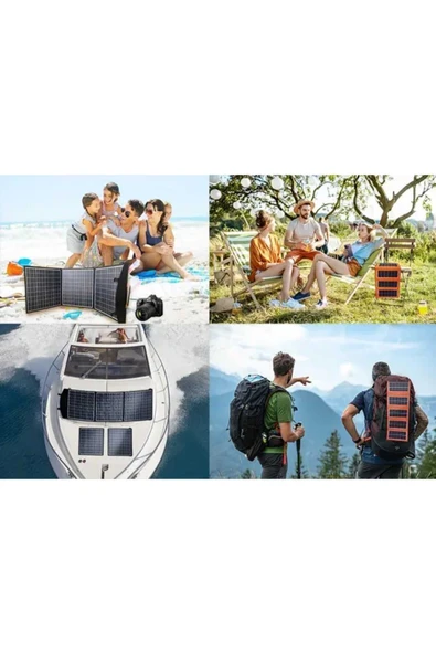 Güneş Paneli Katlanabilir 60 W Portatif Solar Su Geçirmez Hızlı Sarjlı Güneş Panelli - 6