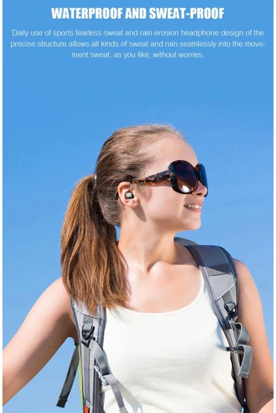 TWS kablosuz Bluetooth kulaklık LED dokunmatik Stereo gürültü önleyici kulaklık spor kulaklık - 5