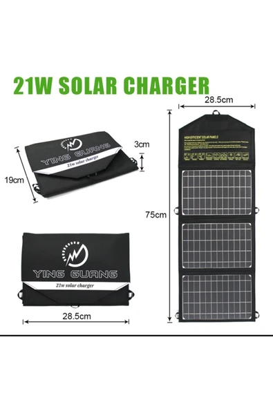 Kamp güneş panelli 21 W solar katlanabilir güneş enerjisi şarj cihazı - 4