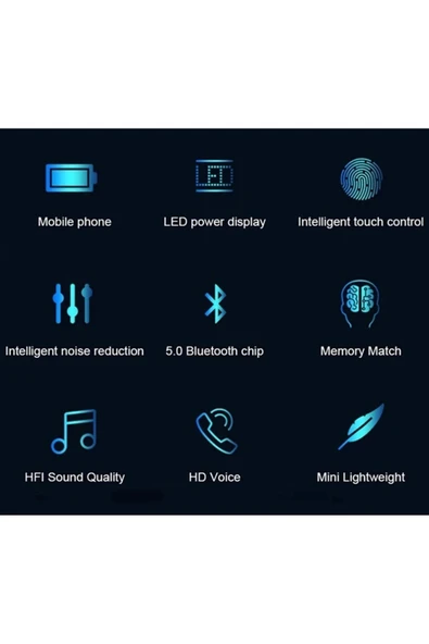 TWS kablosuz Bluetooth kulaklık LED dokunmatik Stereo gürültü önleyici kulaklık spor kulaklık - 4