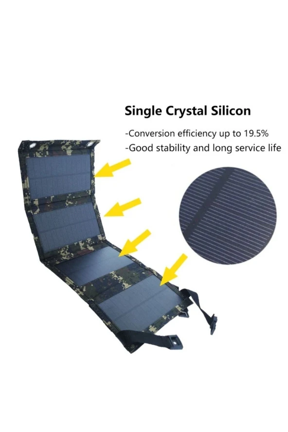 Güneş paneli katlanabilir güneş enerjisi şarj cihazı usb girişli
