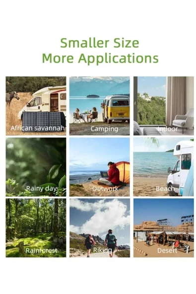 Güneş Paneli 75 W Portatif Solar Taşınabilir Su Geçirmez Hızlı Şarj Özellikli - 7