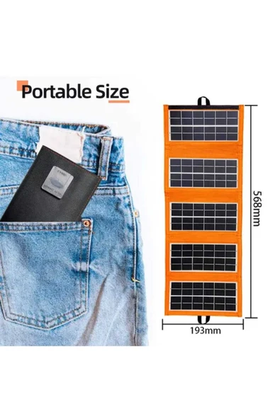 Taşınabilir Portatif Solar Güneş Paneli Usb Girişli Katlanabilir - 2