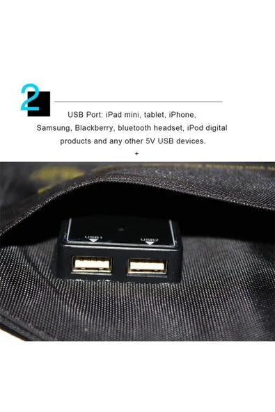 Kamp güneş panelli 21 W solar katlanabilir güneş enerjisi şarj cihazı - 3