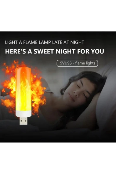 USB LED ışığı alev yanıp sönen mum ışıkları lamba için güç banka kamp aydınlatma çakmak etkisi ışık - 6