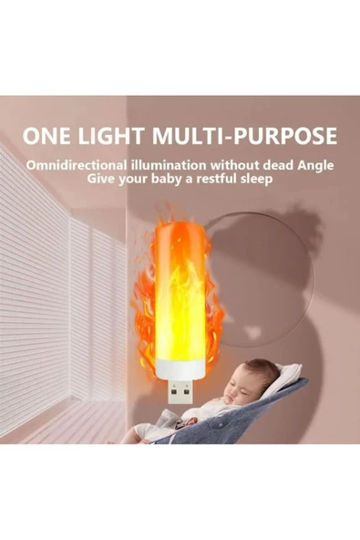 USB LED ışığı alev yanıp sönen mum ışıkları lamba için güç banka kamp aydınlatma çakmak etkisi ışık - 7