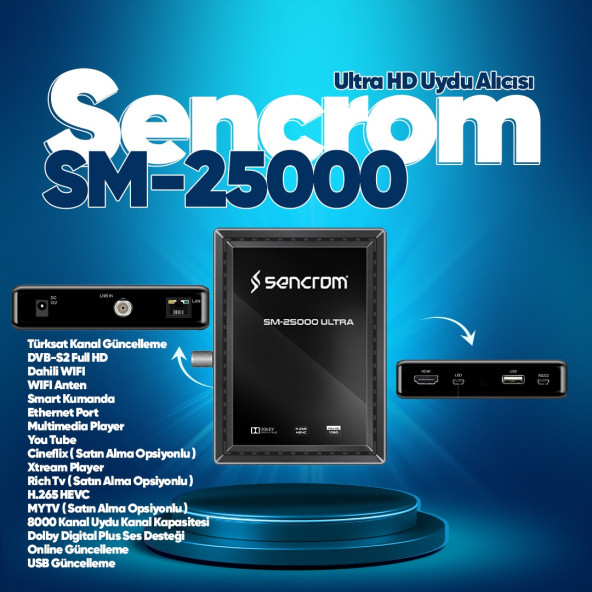 Sencrom SM-25000 Ultra WIFI HD Uydu Alıcısı