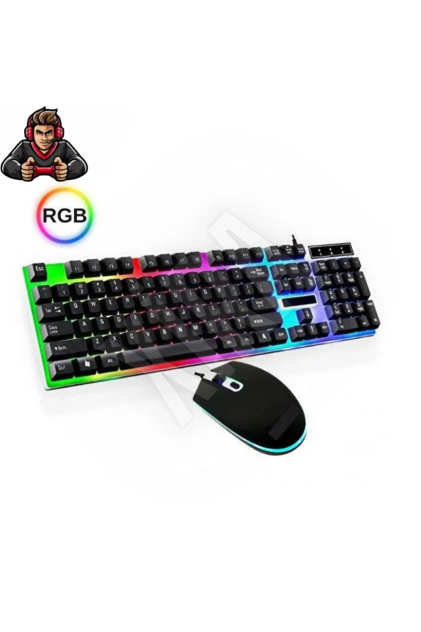 Trol Rainbow Rgb Oyuncu Gamer Klavye, Gamer Mouse Set