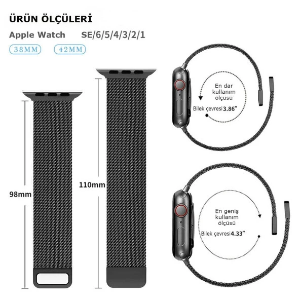 Tfy Store Watc 38-40-41 mm Uyumlu Metal Mıknatıslı Kordon - 6