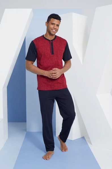 Kly Erkek Bordo Kısa Kol Pijama Takımı 2093 ürün görseli 1