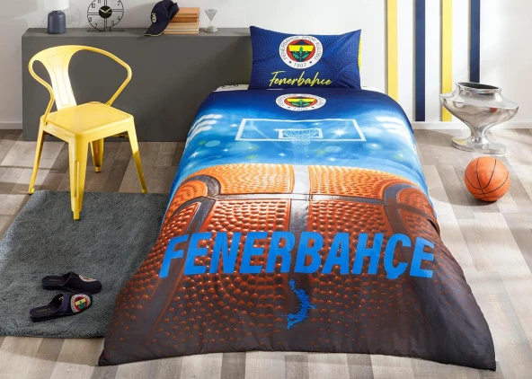 Taç Lisanslı Fenerbahçe Basketbol Nevresim Takımı Çok Renkli Tek Kişilik