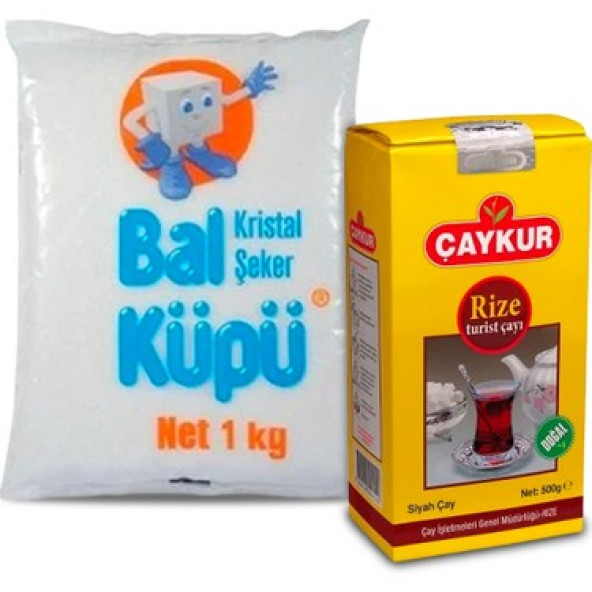 Balküpü Toz Şeker 1 kg + Çaykur Rize Turist Çayı 500 gr