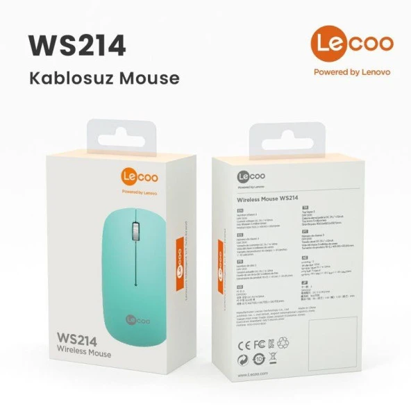 Lenovo Lecoo WS214 Kablosuz Mouse Turkuaz - 4