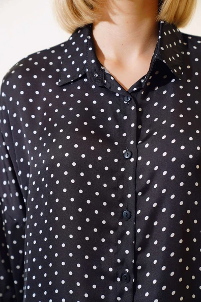 Nokta Desenli Gömlek Siyah - 4