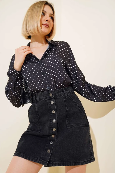 Nokta Desenli Gömlek Siyah - 2