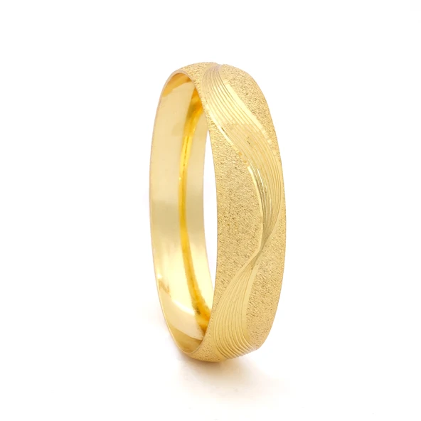 Altın Kaplama Dalgalı Simli 1.5 cm Bilezik BLZ-3054