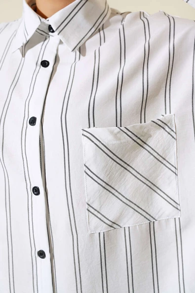 Çift Çizgili Tunik Beyaz - Resim 4