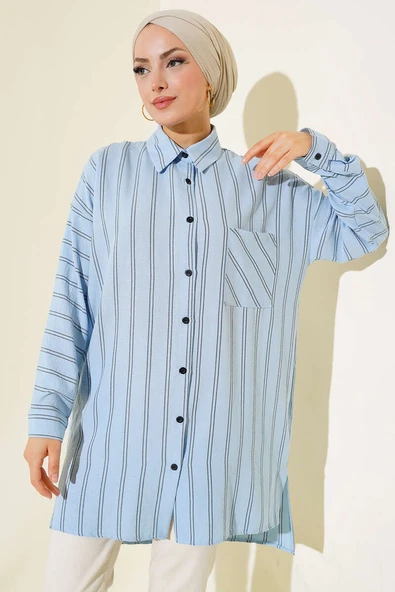Çift Çizgili Tunik Mavi - Resim 2