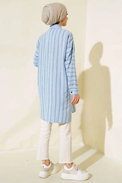 Çift Çizgili Tunik Mavi - Resim 3
