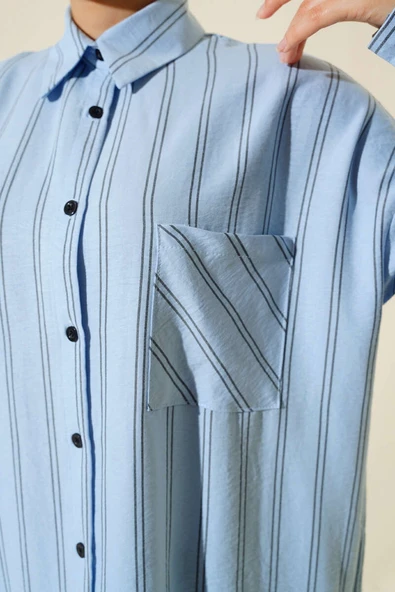 Çift Çizgili Tunik Mavi - Resim 4