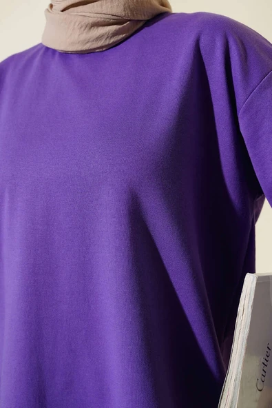 İki İplik Düz Tunik Mor - Resim 4