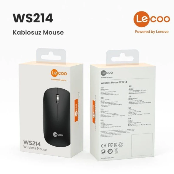 Lenovo Lecoo WS214 Kablosuz Mouse Siyah - 4