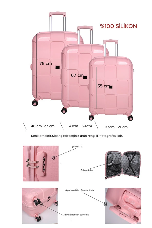 Bagacar IV2 Sert Silikon Kırılmaz Kabin Boy Valiz Turuncu - Resim 5