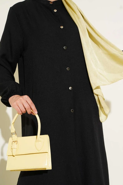 Hakim Yaka Düğmeli İkili Takım Siyah - Resim 4