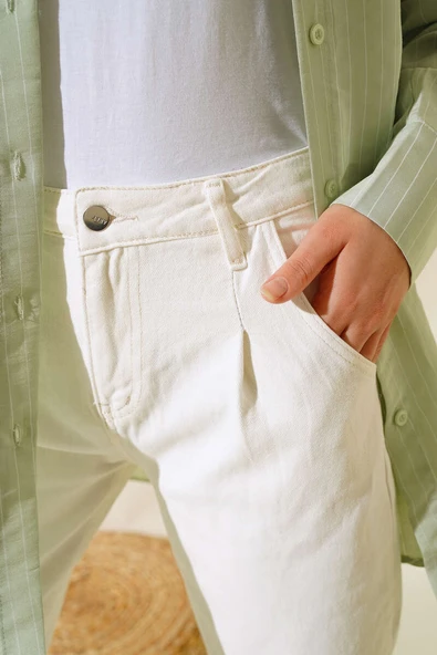 Paça Pensli Jean Pantolon Ekru - 4