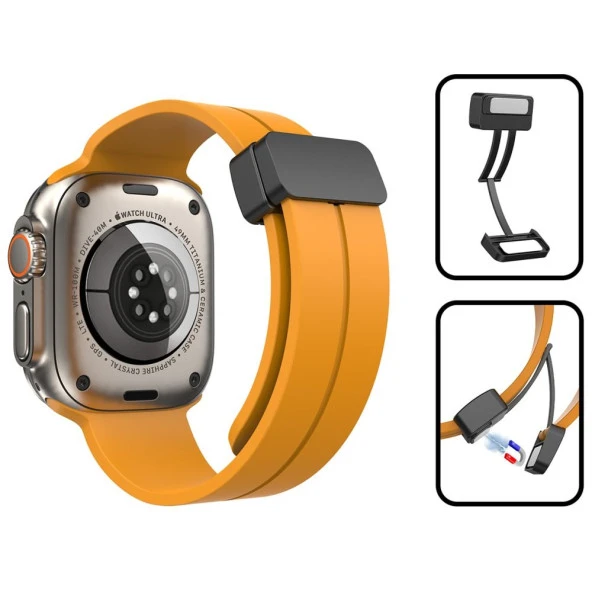 Cda Store Apple Watc 38-40-41 mm Uyumlu Stylısh Mıknatıslı Silikon Kordon - 4
