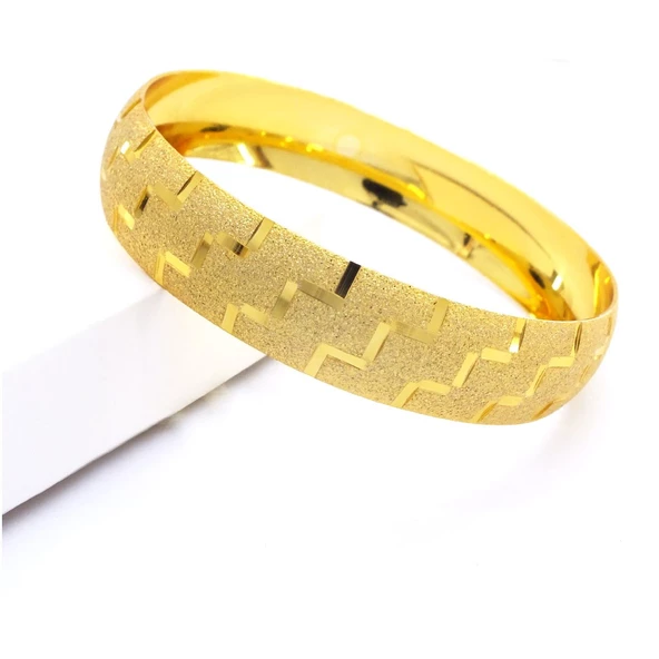 Altın Kaplama Desenli Simli Bilezik 1.5 cm BLZ-3043 - 5