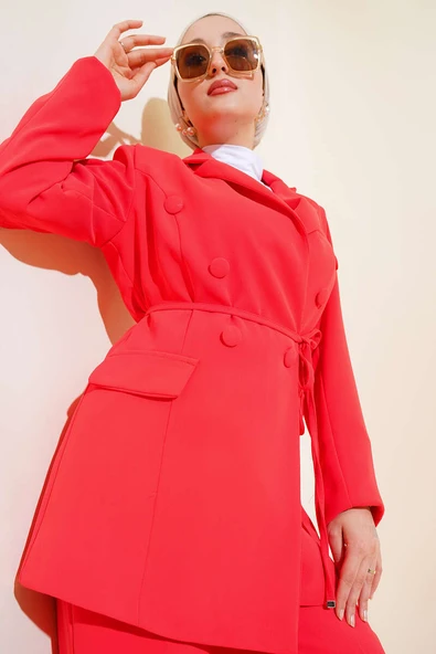 Krep Ceketli İkili Takım Alizarin - Resim 2